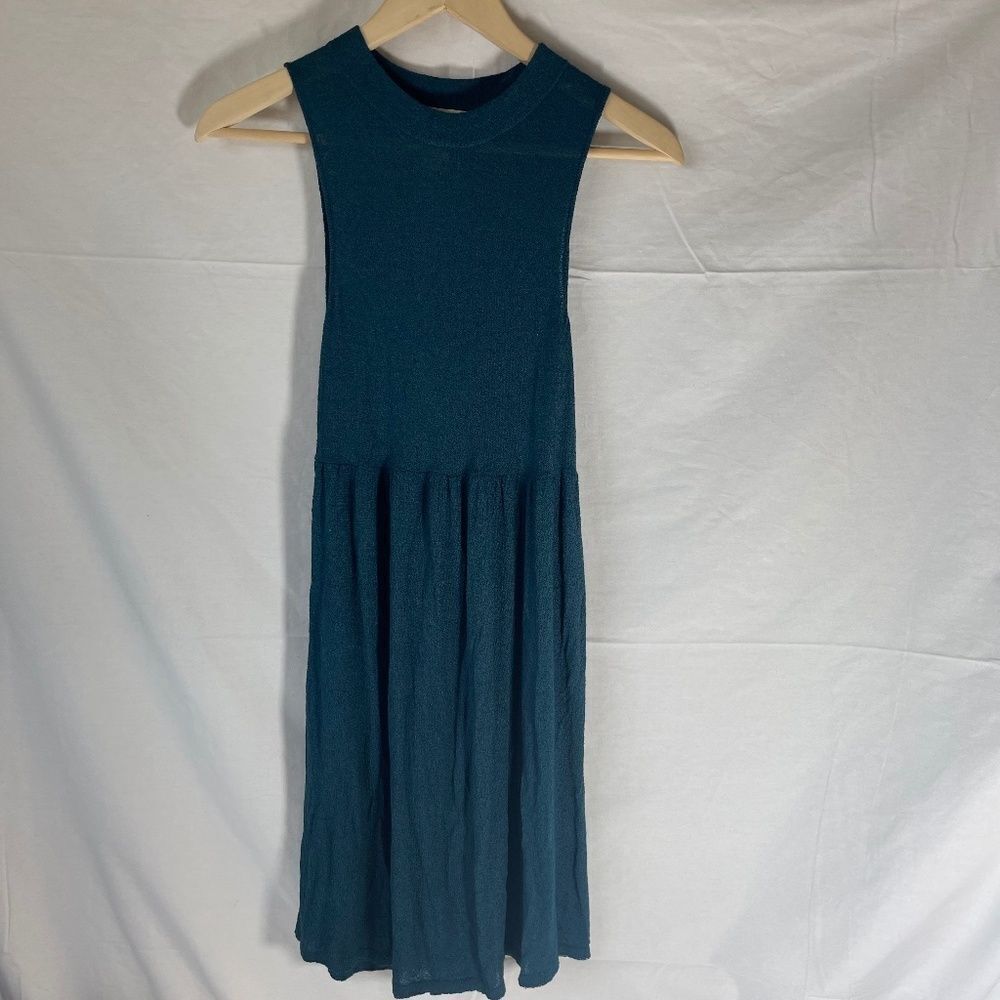 Anthropologie Tulle Teal Drop Waist Sheath Dress Sz S